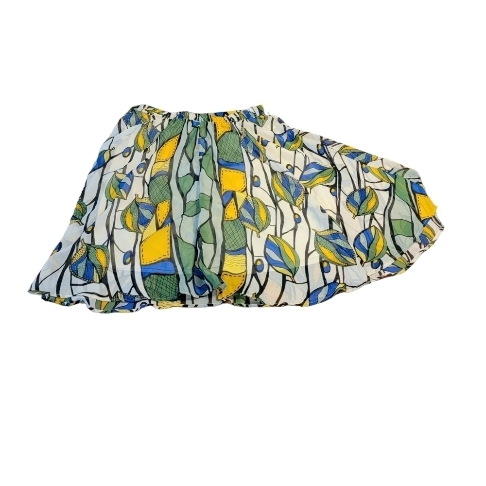 Live 4 Truth Bright Abstract Skirt Size XL Geen leaf yellow T31 - Picture 3 of 8